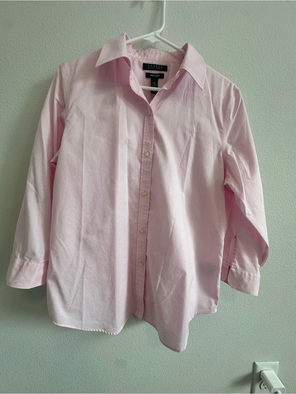 Ralph Lauren Pink Classic Button‑Down Shirt Non-Iron - 100% Cotton Preppy Size L